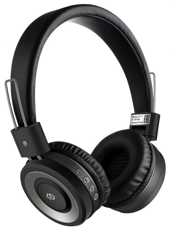 Гарнитура накладные Digma BT-11 черный беспроводные bluetooth (оголовье)