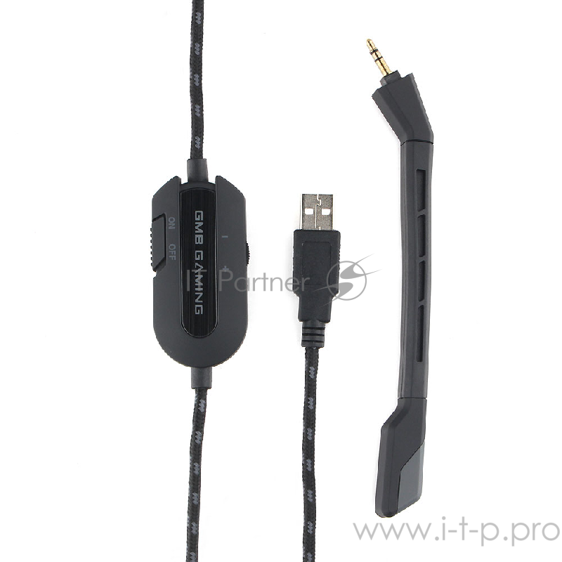 Гарнитура игровая Gembird MHS-G700U, черный, мембрана 53 мм, металический корпус, съёмный микрофон,