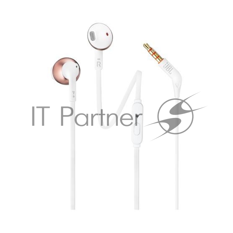 Гарнитура вкладыши JBL T205 1.2м розовое золото проводные (в ушной раковине)
