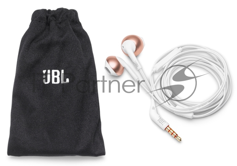 Гарнитура вкладыши JBL T205 1.2м розовое золото проводные (в ушной раковине)