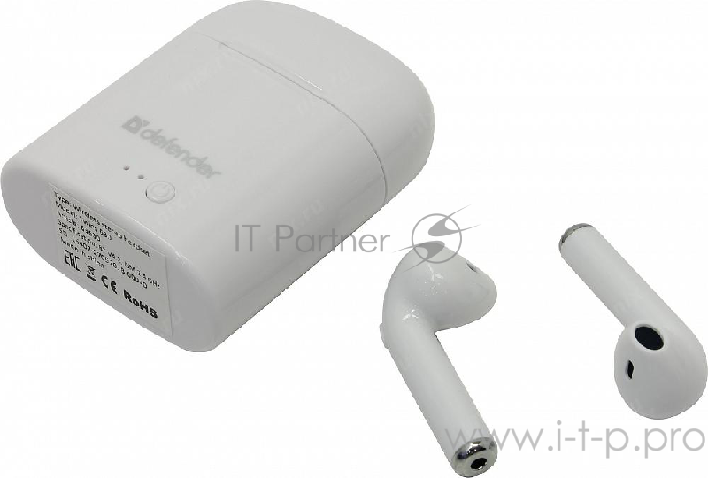 Гарнитура Defender Twins 630 белый,TWS, Bluetooth