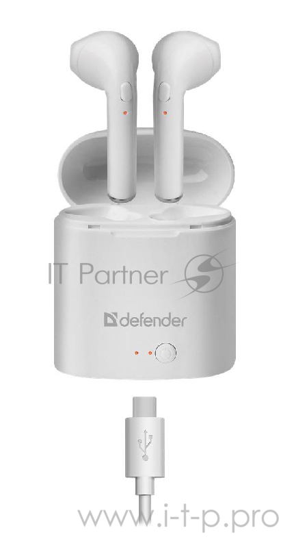 Гарнитура Defender Twins 630 белый,TWS, Bluetooth