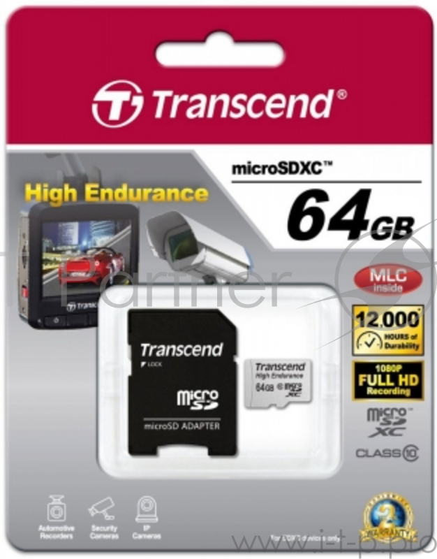 Флеш Карта MicroSD 64GB Transcend MicroSD Class 10 (SD адаптер) ,MLC