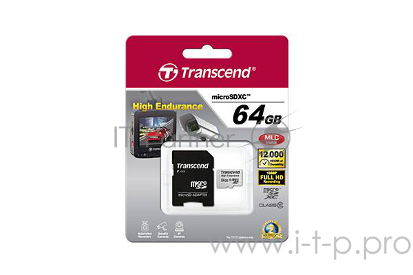 Флеш Карта MicroSD 64GB Transcend MicroSD Class 10 (SD адаптер) ,MLC