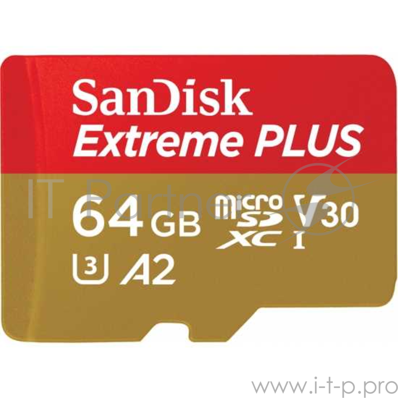 Флеш карта microSD 64GB SanDisk microSDXC Class 10 UHS-I A2 C10 V30 U3 Extreme Plus (SD адаптер) 170