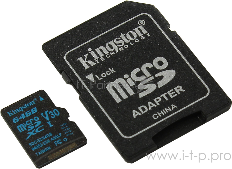 Флеш Карта MicroSD 64GB Kingston MicroSD Class UHS-I U3 V30 Canvas Go (SD адаптер) 45MB/s