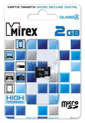 Флеш Карта MicroSD 2GB Mirex MicroSD Class 4