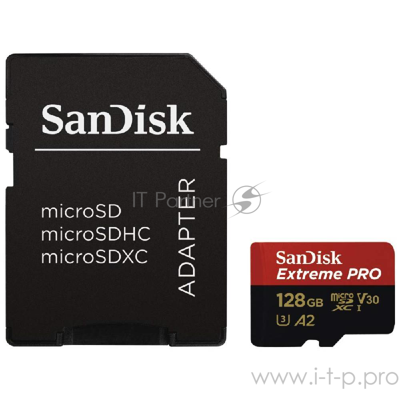 Флеш карта microSD 128GB SanDisk microSDXC Class 10 UHS-I A2 C10 V30 U3 Extreme Pro (SD адаптер) 170