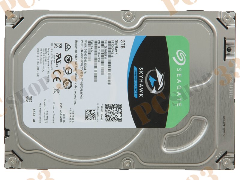 Жесткий диск 3ТБ Seagate SkyHawk Surveillance ST3000VX010, 64МБ (SATA III), 3.5