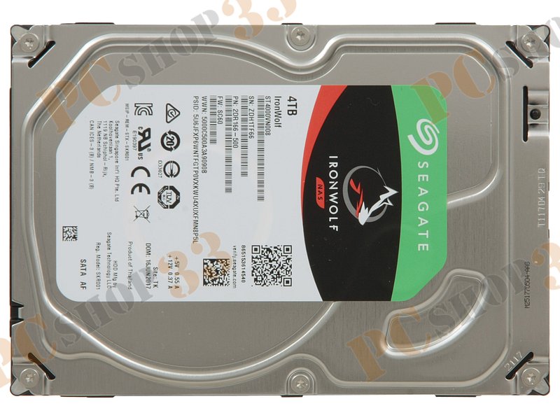 Жесткий диск 4ТБ Seagate IronWolf NAS ST4000VN008, 5900об./мин., 64МБ (SATA III) 3.5