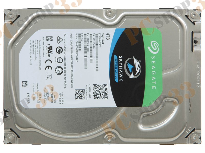 Жесткий диск 4ТБ Seagate SkyHawk Surveillance ST4000VX007, 64МБ (SATA III) 3.5