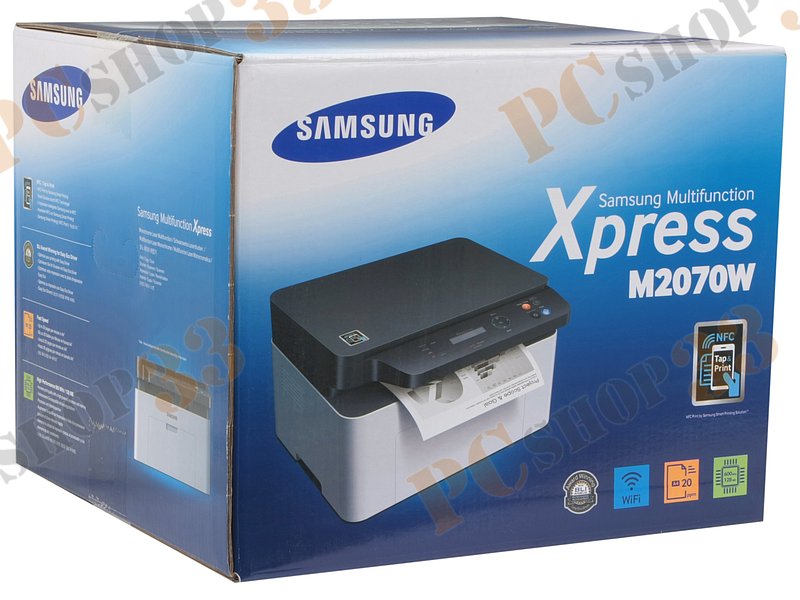 МФУ Samsung Xpress M2070W FEV, A4, лазерный, принтер + сканер + копир, ЖК, серо-черный (USB2.0, WiFi)