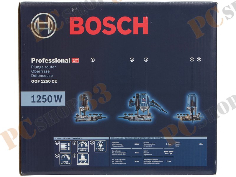 Фрезерная машина Bosch GOF 1250 CE Professional 0601626000 (1250Вт, 24000об./мин.)