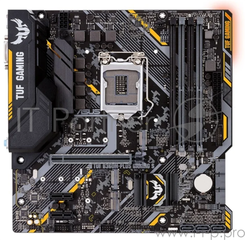 Мат. плата Socket1151 ASUS TUF B360M-PLUS GAMING S (iB360, 4xDDR4, M.2, SATA III, PCI-E, DVI, HDMI, 1Гбит LAN, USB3.1, mATX)