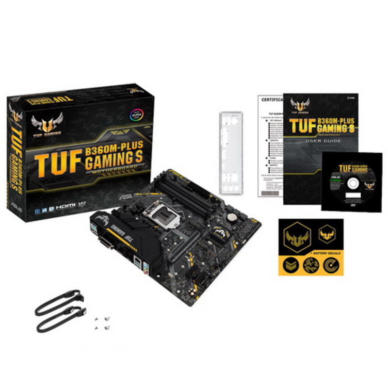 Мат. плата Socket1151 ASUS TUF B360M-PLUS GAMING S (iB360, 4xDDR4, M.2, SATA III, PCI-E, DVI, HDMI, 1Гбит LAN, USB3.1, mATX)