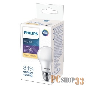 Светодиодные лампы Philips Лампа светодиодная LEDBulb LED 10Вт E27 3000K 230VA60 RCA EcoHome (929001955307)