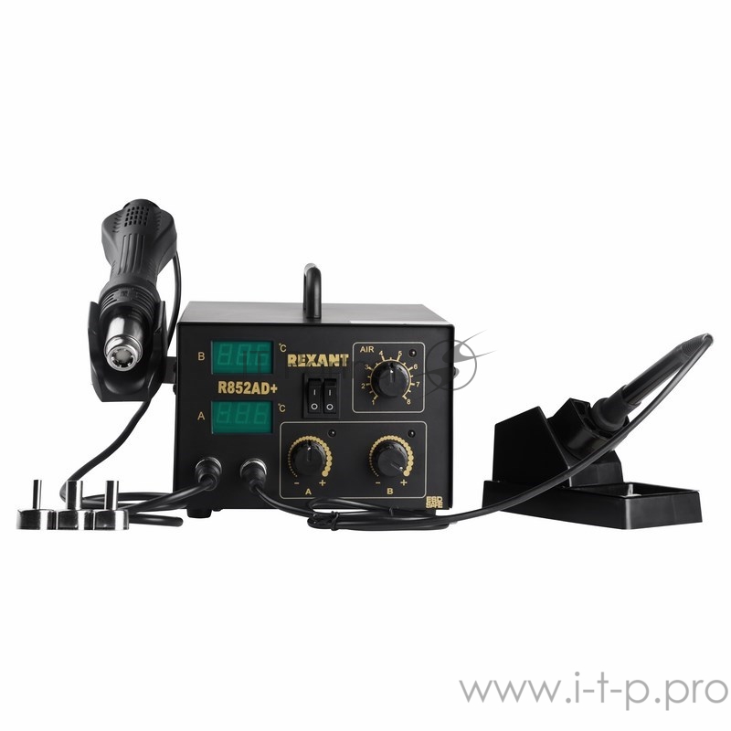 Паяльные лампы (Автомобильные) Rexant 12-0724 Паяльная станция (паяльник + термофен) с цифровым дисплеем 100-480°С (R852AD+)