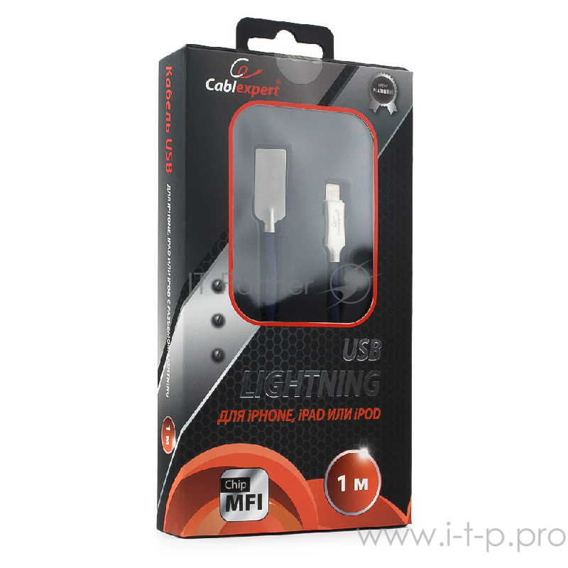 Кабель Cablexpert Кабель для Apple CC-P-APUSB02Bl-1M MFI, AM/Lightning, серия Platinum, длина 1м, синий, блистер
