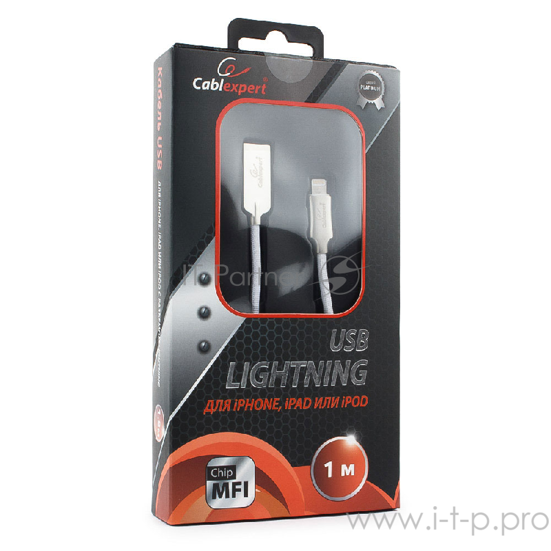 Кабель Cablexpert Кабель для Apple CC-P-APUSB02W-1M MFI, AM/Lightning, серия Platinum, длина 1м, белый, блистер