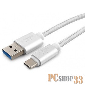 Кабель Cablexpert Кабель USB 3.0 CC-P-USBC03S-1M AM/Type-C, серия Platinum, длина 1м, серебро, блистер