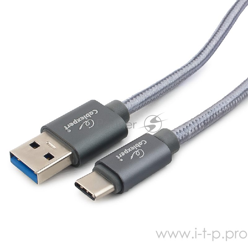 Кабель Cablexpert Кабель USB 3.0 CC-P-USBC03Gy-1M AM/Type-C, серия Platinum, длина 1м, титан, блистер