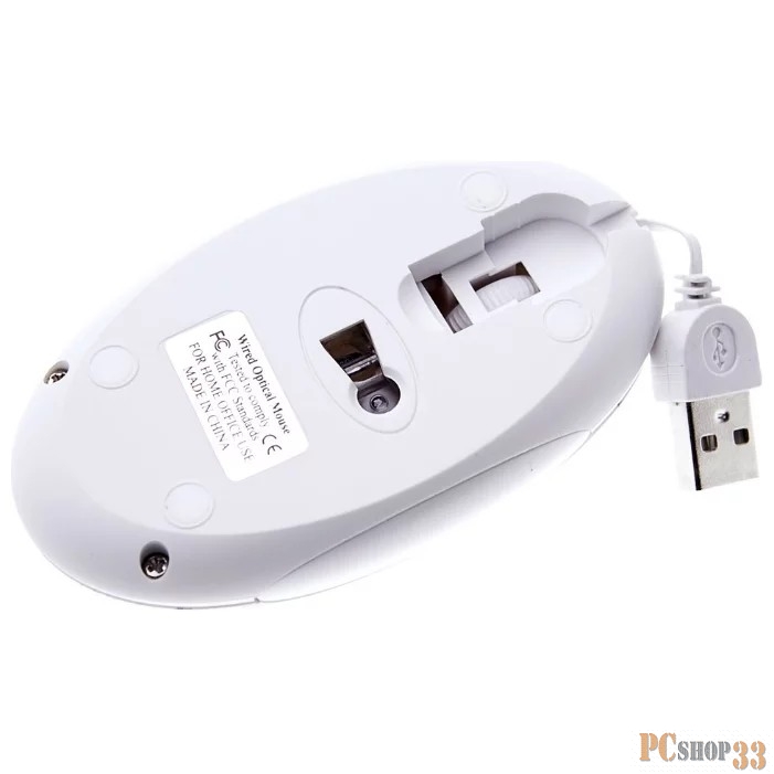 Мыши SolarBox X06 White USB Travel Optical Mouse, 1000DPI, ноутбучная, убирающийся кабель, прорезиненная поверхность