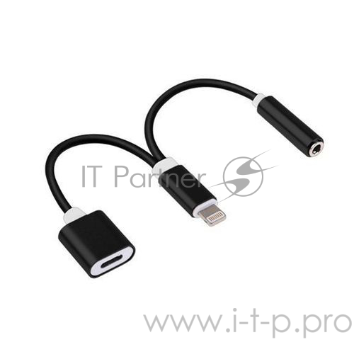 Переходник Cablexpert Переходник USB, Lightning M/Jack3.5F+ Lightning F (с доп питанием), черный (CCA-LM3.5F-02)
