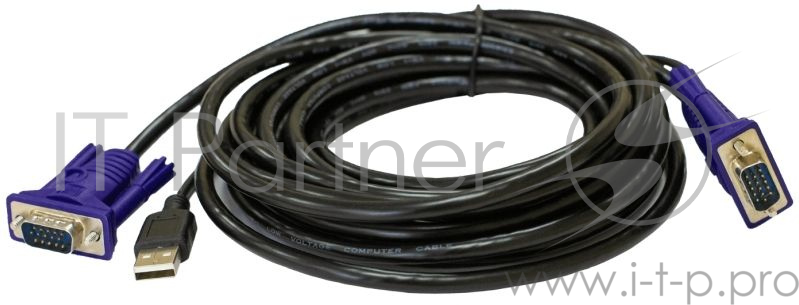 Переключатель D-Link DKVM-CU5/B1A Кабель KVM для подключения клавиатуры, мыши и монитора, длина 4,5 м