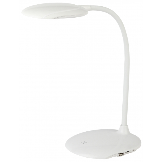 Настольные светильники ЭРА Б0028455 Настольный светодиодный светильник NLED-457-6W-W белый {USB-порт для зарядки устройств, диммер яркости, цвет. температура 3000/4500/6500К}