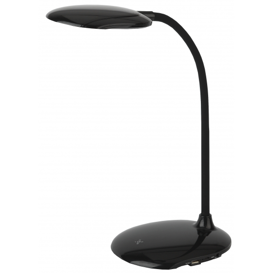 Настольные светильники ЭРА Б0028456 Настольный светодиодный светильник NLED-457-6W-BK черный {USB-порт для зарядки устройств, диммер яркости, цвет. температура 3000/4500/6500К}