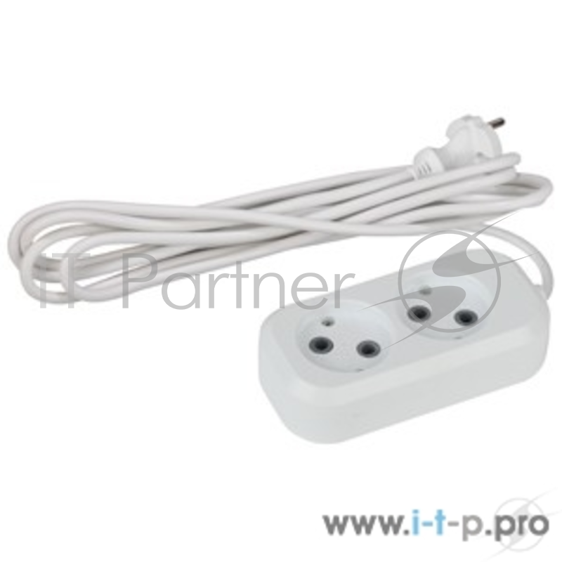 ЭРА Удлинители бытовые, Сетевые фильтры ЭРА Б0028348 Удлинитель UX(6)-2-5m без заземления 2 гнезда 5 м {ABS-пластик, 2х0,75 мм2}