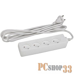 ЭРА Удлинители бытовые, Сетевые фильтры ЭРА Б0019255 Удлинитель U-4-3m без заземления 4 гнезда 3 м {полипропилен, 2х0.75 мм2}