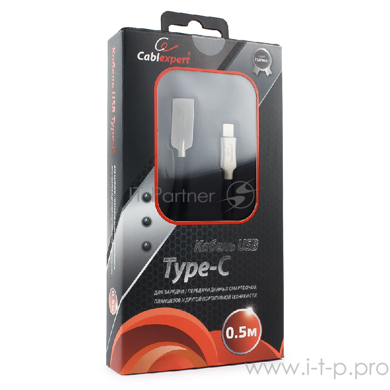 Кабель Cablexpert Кабель USB 2.0 CC-P-USBC02Bk-0.5M AM/Type-C, серия Platinum, длина 0.5м, черный, блистер