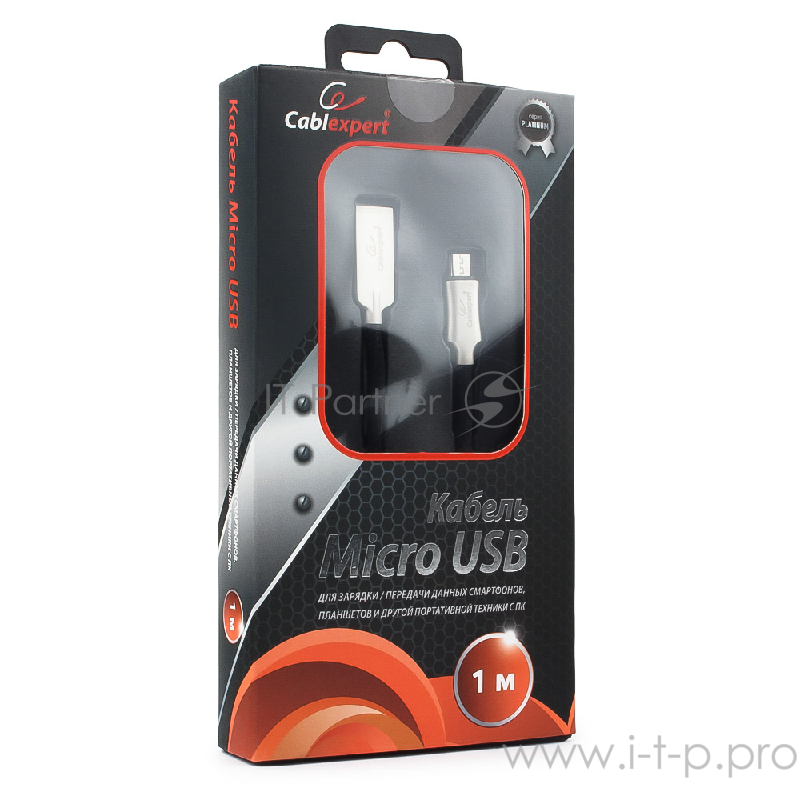 Кабель Cablexpert Кабель USB 2.0 CC-P-mUSB02Bk-1M AM/microB, серия Platinum, длина 1м, черный, блистер