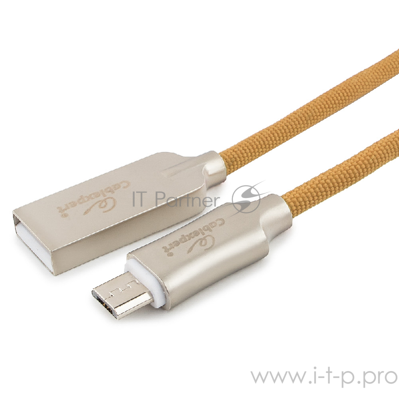 Кабель Cablexpert Кабель USB 2.0 CC-P-mUSB02Gd-1M AM/microB, серия Platinum, длина 1м, золотой, блистер