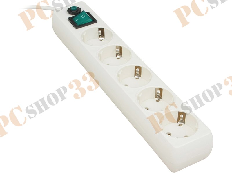 Сетевой фильтр на 5 розеток Гарнизон EHLW-5, белый (1.4м)