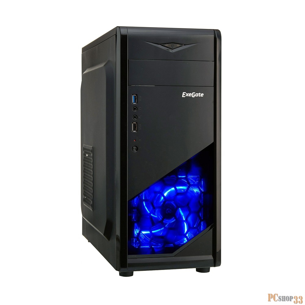 Корпуса Exegate EX277204RUS Корпус Miditower EVO-8205 Black-Blue light, ATX, 600NPX, 1*USB+1*USB3.0, HD Audio