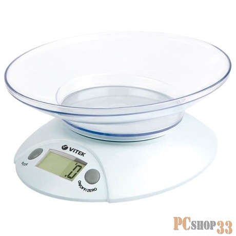 Весы Весы кухонные VITEK, Максимальный вес 5 кг,цена деления, 1 г, прозрачная чаша 0,8 л.