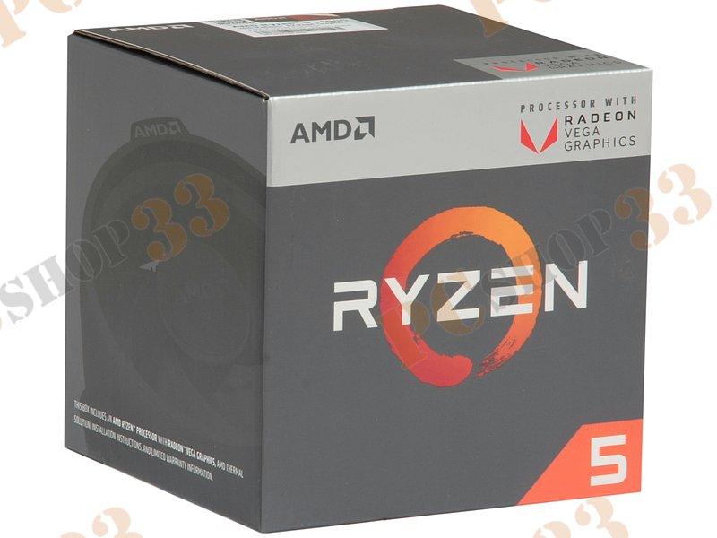 Процессор AMD Ryzen 5 2400G (3.60ГГц, 4x512КБ+4МБ, GPU) SocketAM4 (с кулером)