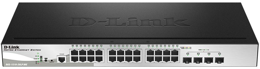 Коммутатор D-Link DGS-1510-28LP/ME управляемый 19U 24x10/100/1000BASE-T