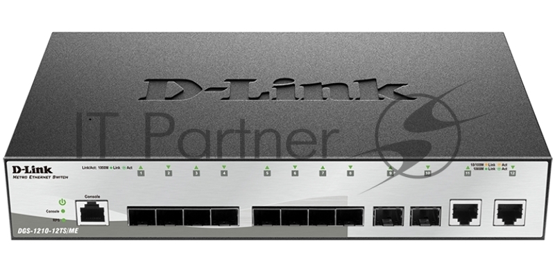 Коммутатор D-Link DGS-1210-12TS/ME управляемый 11U 2x10/100/1000BASE-T 10x10/100/1000BASE-T/Mini GBI