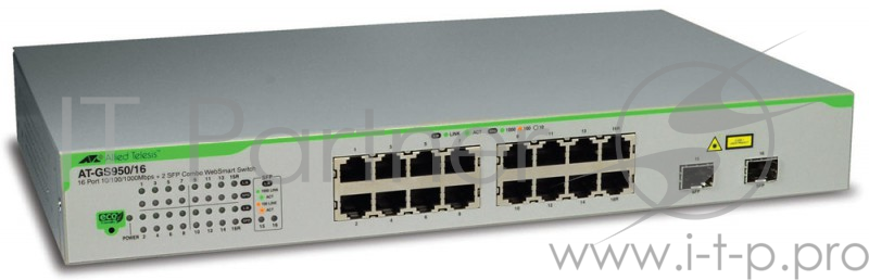 Коммутатор Allied Telesis AT-GS950/16-50 управляемый 19U 16x10/100/1000BASE-T 2x10/100/1000BASE-T/Mi