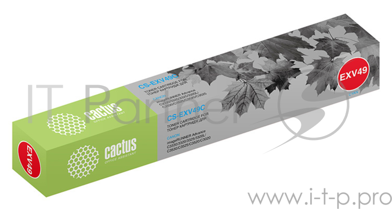 Картридж лазерный Cactus CS-EXV49C голубой (19000стр.) для Canon IR C3320/C3320i/C3325i/C3330i/C35 MFP/C3525i MFP/C3530i MFP