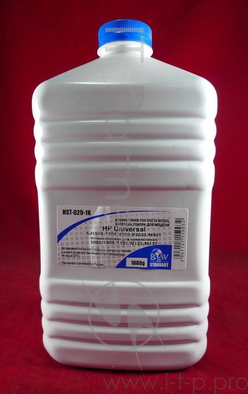 Тонер HP Universal (LJ1010/1200/1100/1320/4000/50 оптимизирован для совместимых HP1005/1006/1505/1566/1606/110 (фл. 1кг) B&W Standart фас. Россия