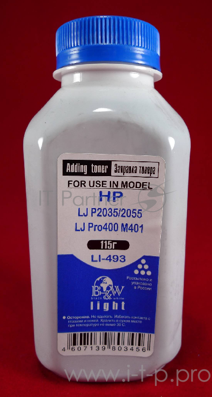 Тонер HP LJ P2035/2055/LJ Pro400 M401/M425 (фл. 115г) B&W Light фас. Россия