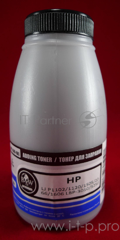 Тонер HP LJ P1102/1120/1505/22/66/1606 LBP-3010/3250 (фл.100г) B&W Premium фас России