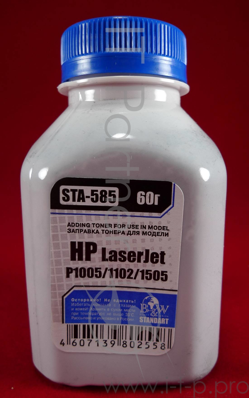 Тонер HP LJ P1005/06/1102/1120/1505/22/66/ (фл.60г) B&W Standart фас России