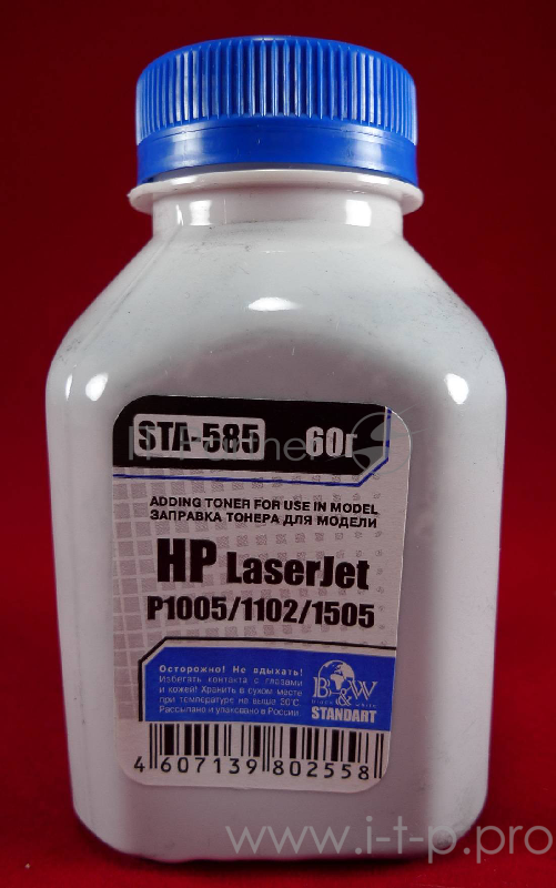 Тонер HP LJ P1005/06/1102/1120/1505/22/66/ (фл.60г) B&W Standart фас России