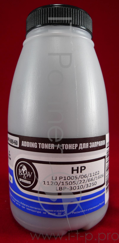 Тонер HP LJ P1005/06/1102/1120/1505/22/66/ (фл, 60г.) B&W Premium фас России