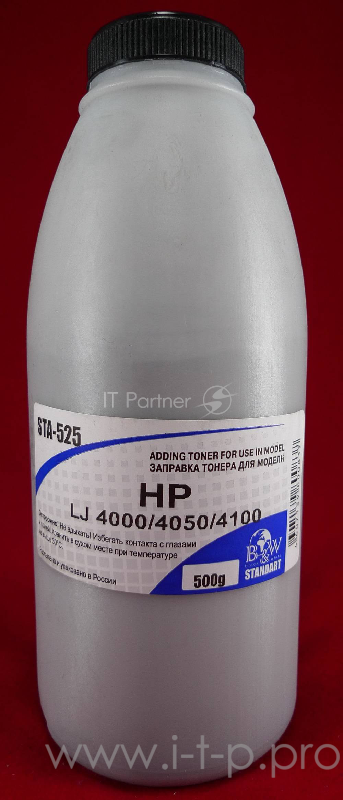 Тонер HP LJ 4000/4050/4100 (фл. 500г) B&W Standart фас. Россия